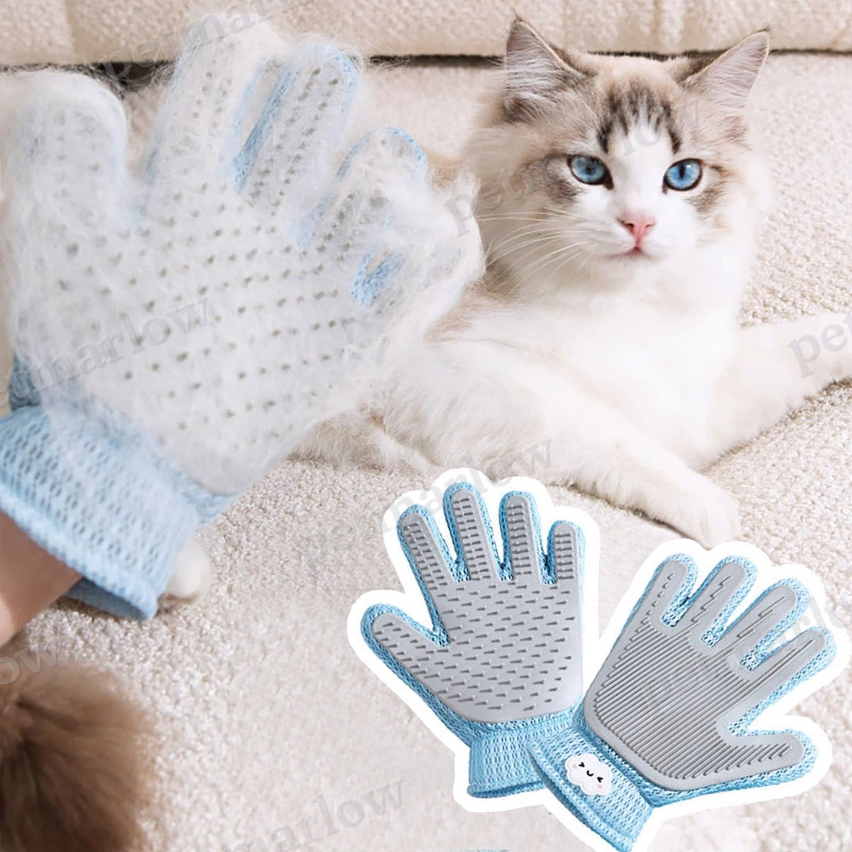 2-in-1 Pet Grooming Glove, Blue – view 2