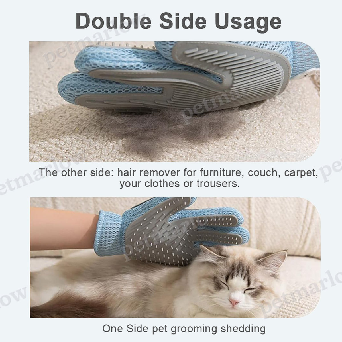 2-in-1 Pet Grooming Glove, Blue – view 4