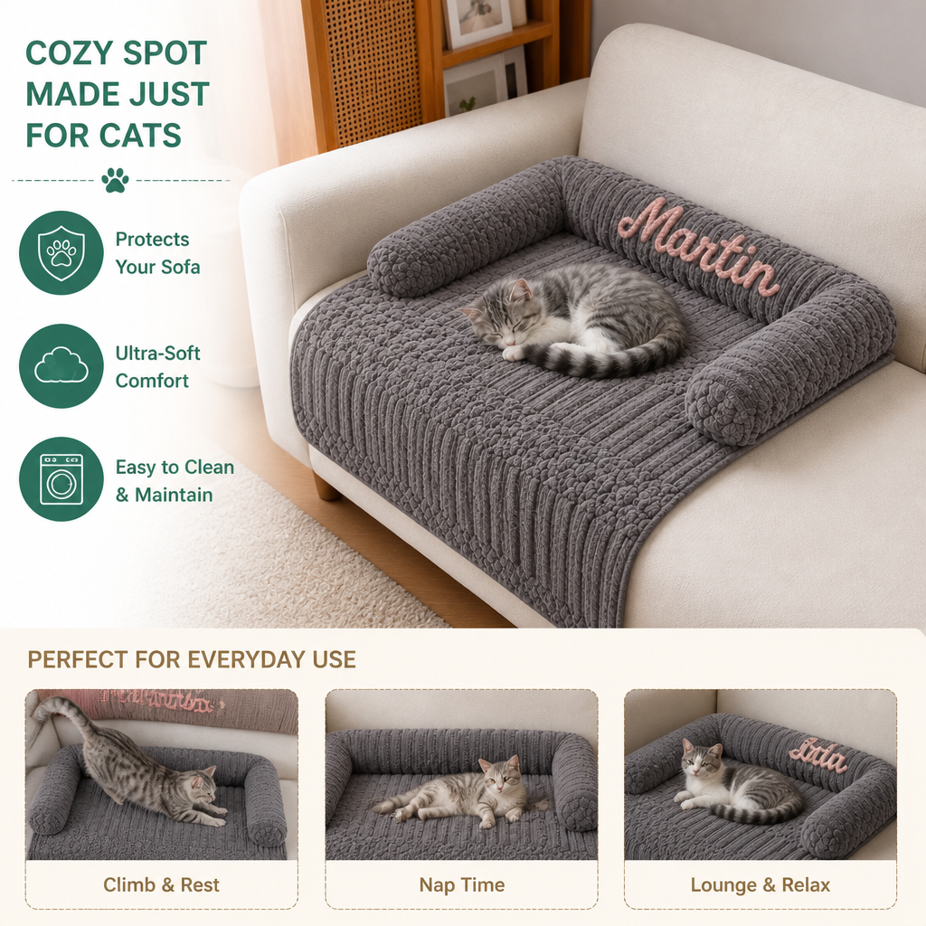 Personalized Fluffy Cat Sofa Bed & Protective Couch Cover – view 7