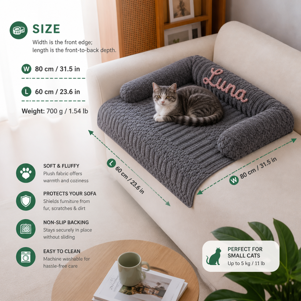 Personalized Fluffy Cat Sofa Bed & Protective Couch Cover – view 10