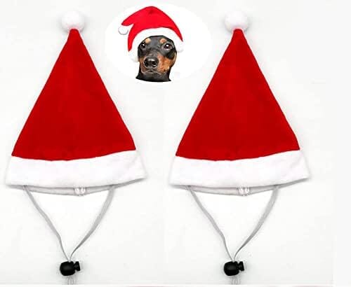 2Pcs Mini Dog Santa Hat for Dog
