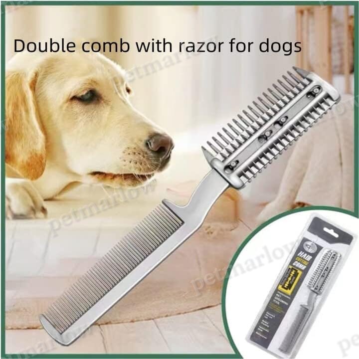2Pcs Razor Comb for Dogs Cats with Extra Blades Double Sides – view 2