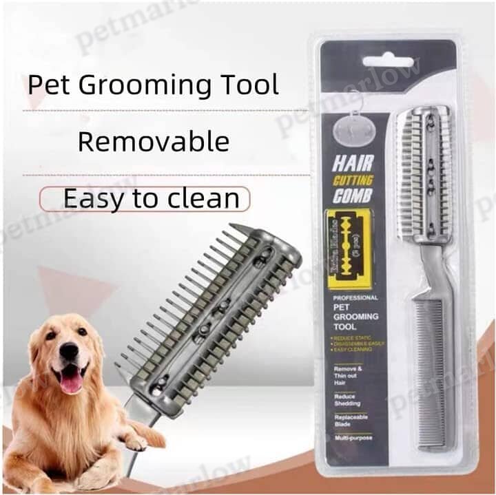 2Pcs Razor Comb for Dogs Cats with Extra Blades Double Sides – view 3