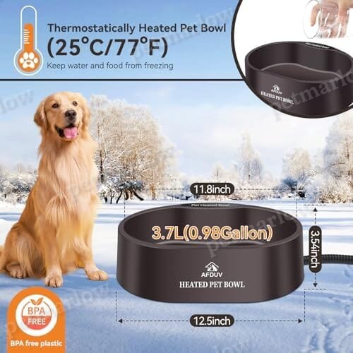 3.7L Automatic Heated Dog Bowl Outdoor with Anti Chew Cord – view 2