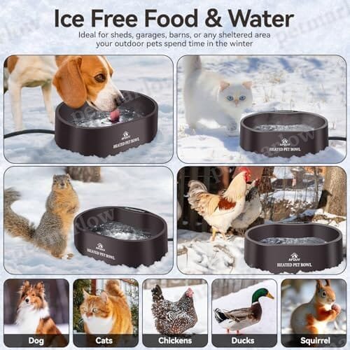 3.7L Automatic Heated Dog Bowl Outdoor with Anti Chew Cord – view 3