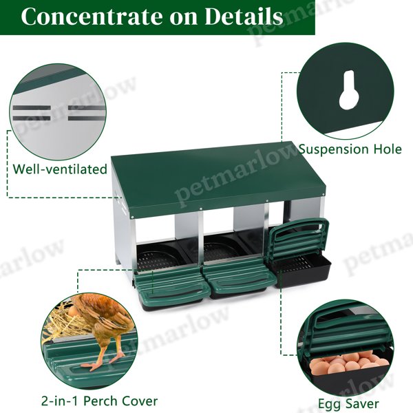3 Compartment Chicken Nesting Box for Poultry Comfort – view 3