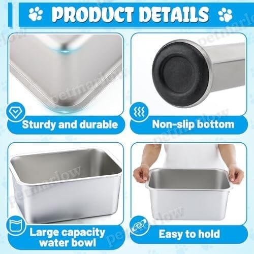3 Gallons Large Elevated Dog Water Bowl - 11.5'' H Sturdy Raised Dog Stainless Steel Bowl with Stand – view 2