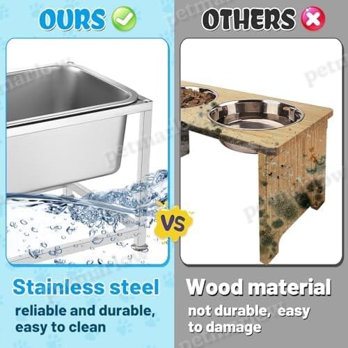 3 Gallons Large Elevated Dog Water Bowl - 11.5'' H Sturdy Raised Dog Stainless Steel Bowl with Stand – view 3