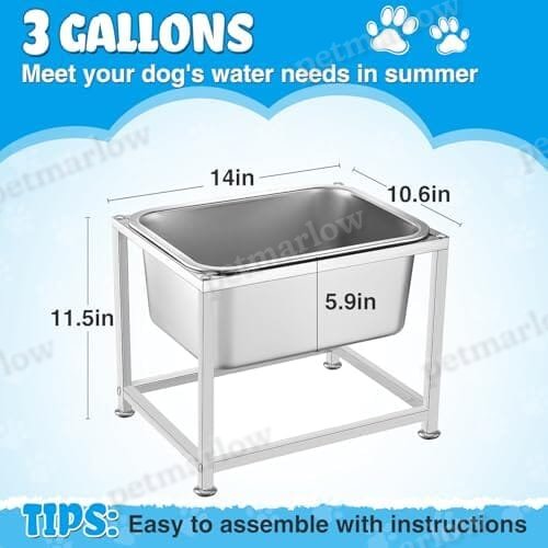 3 Gallons Large Elevated Dog Water Bowl - 11.5'' H Sturdy Raised Dog Stainless Steel Bowl with Stand – view 5