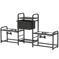 Height Adjustable Dog Bowl Stand with 2 Feeding Stations – Black / 520x310x195 mm