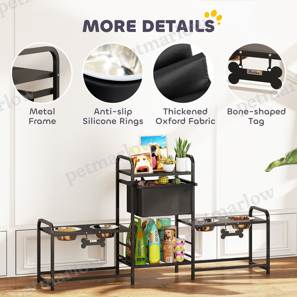 Height Adjustable Dog Bowl Stand with 2 Feeding Stations – view 4