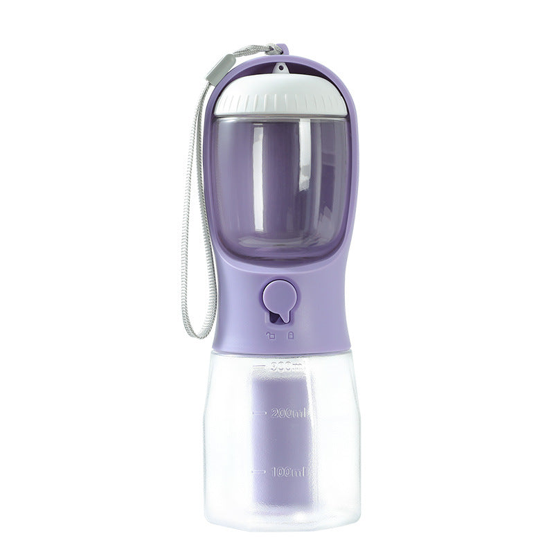3-in-1 Dog Water & Food Bottle – 300ml Garbage Bag / Wisteria Purple