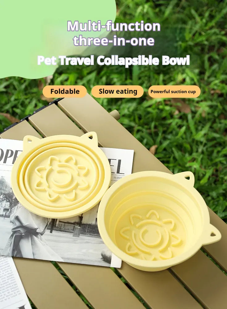 3-in-1 Collapsible Pet Travel Bowl, Silicone – Yellow / 650ml