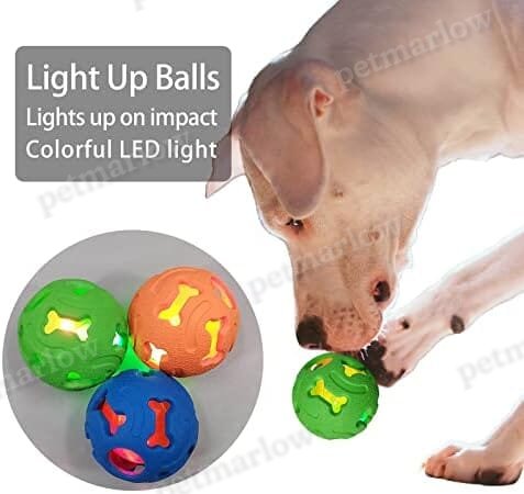 3-Pack Interactive Light up Balls Rubber Durable Fetch Training Balls – view 3