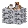 3 Pack Soft Plush Paw Print Dog Blanket