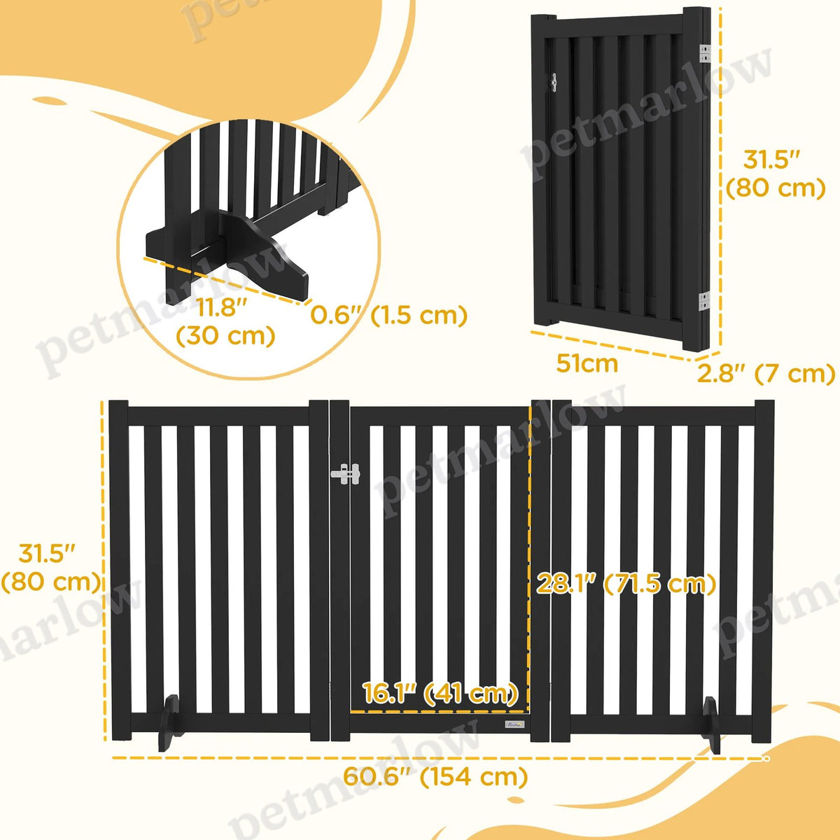 3-Panel Foldable Dog Gate for Medium Dogs – view 4