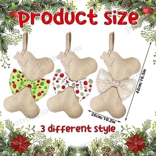 3 Pcs Christmas Pet Dog Stockings – view 2