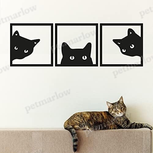 3-Piece Black Cat Art - Wooden Cat Silhouette Decor – view 2