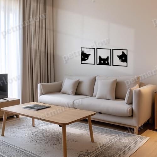 3-Piece Black Cat Art - Wooden Cat Silhouette Decor – view 3