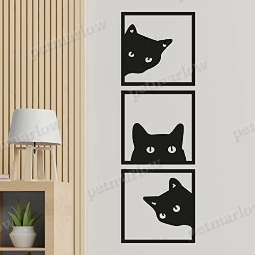 3-Piece Black Cat Art - Wooden Cat Silhouette Decor – view 4