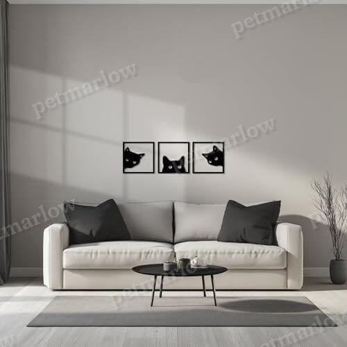 3-Piece Black Cat Art - Wooden Cat Silhouette Decor – view 5