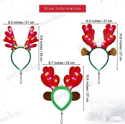 3 Pieces Light up Pet Christmas Headbands LED – view 3