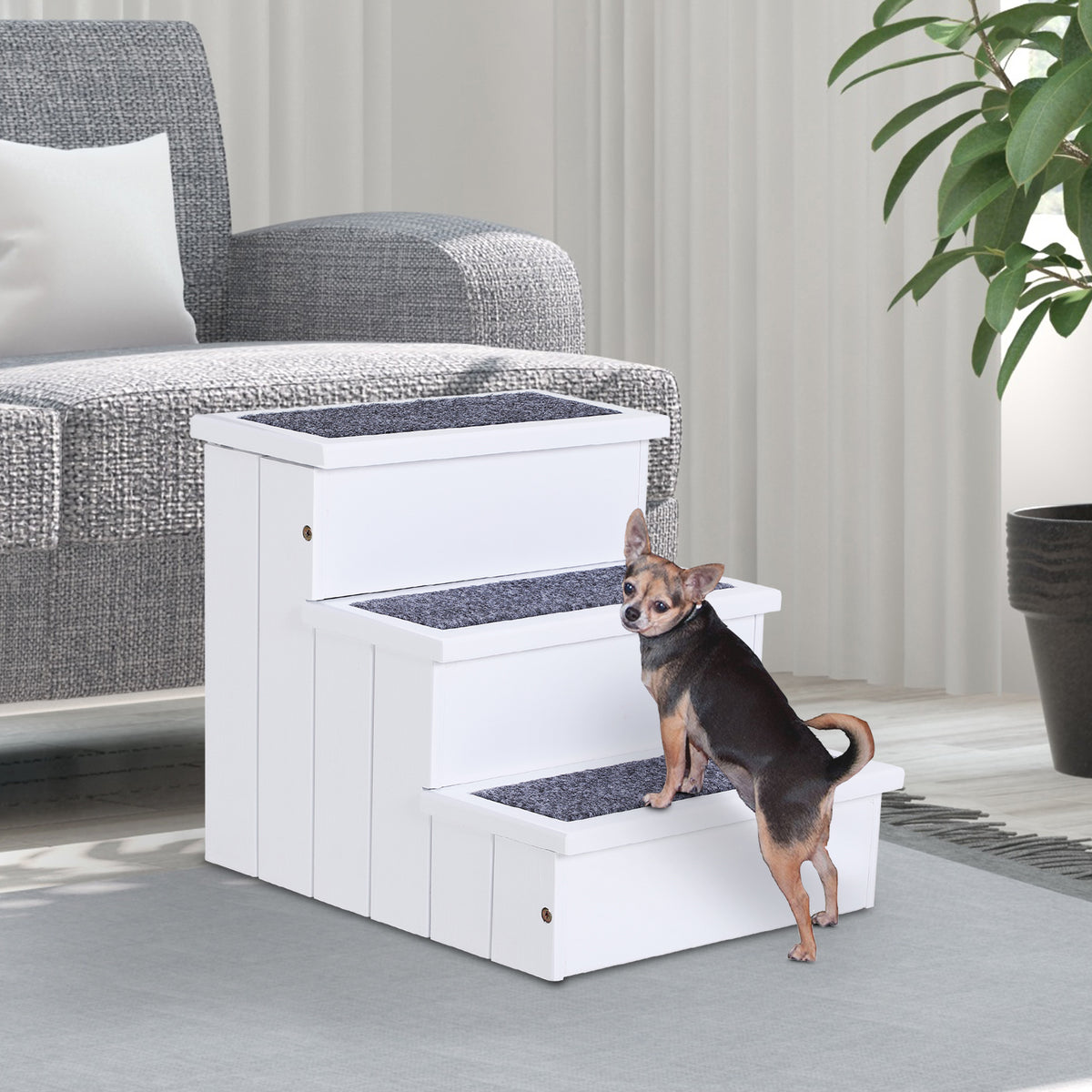 Wooden Carpeted Non-Slip Pet Stairs for Easy Access