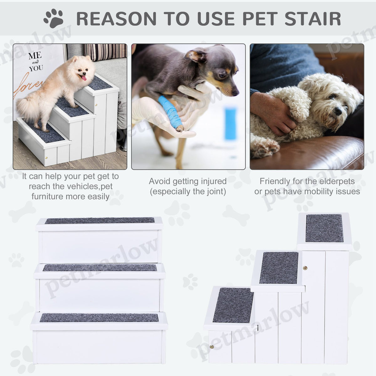 Wooden Carpeted Non-Slip Pet Stairs for Easy Access – view 5