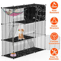 3-Tier Cat Cage Enclosure with Hammock and Toy Ball – Black