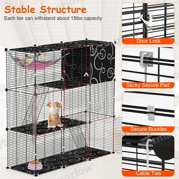 3-Tier Cat Cage Enclosure with Hammock and Toy Ball – view 4