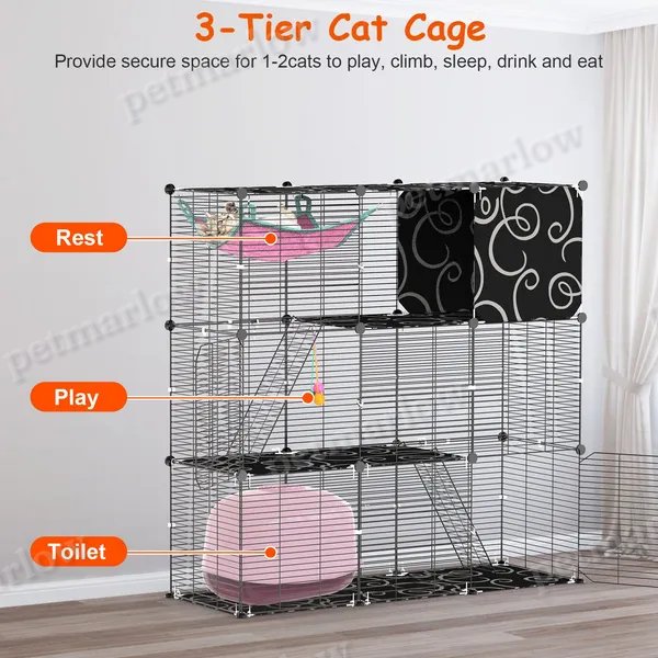 3-Tier Cat Cage Enclosure with Hammock and Toy Ball – view 5