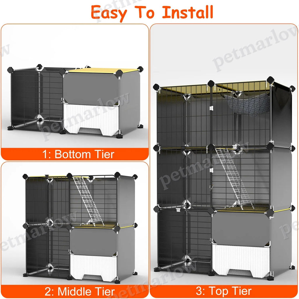 3 Tier Cat Cage with Litter Box and Hammock for Indoor Use – view 4