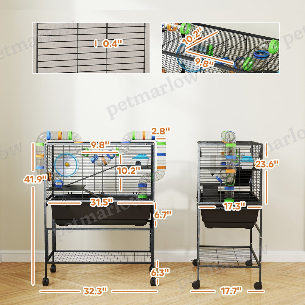 3-Tier Hamster Cage with Exercise Wheel and Storage Shelf – view 4