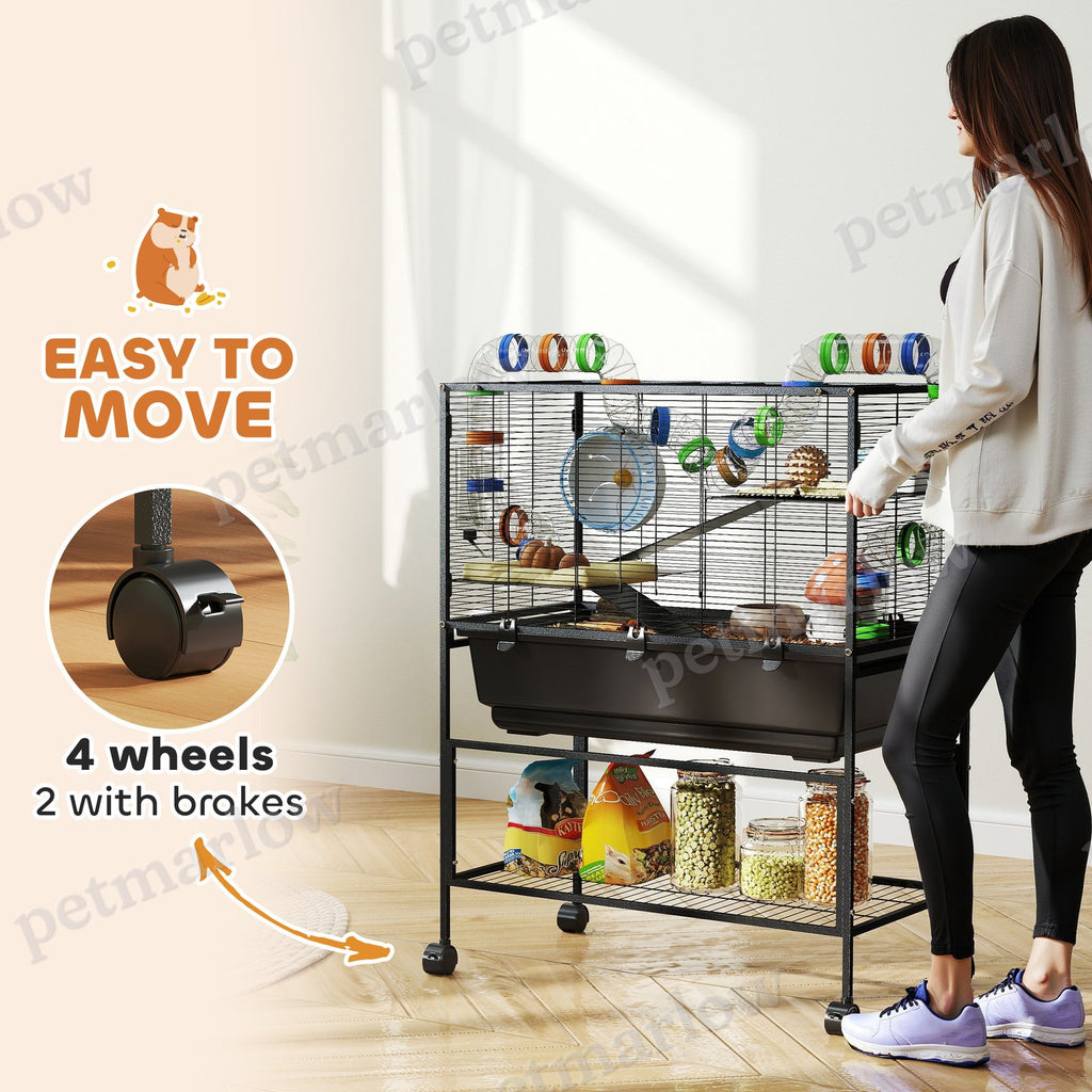 3-Tier Hamster Cage with Exercise Wheel and Storage Shelf – view 6