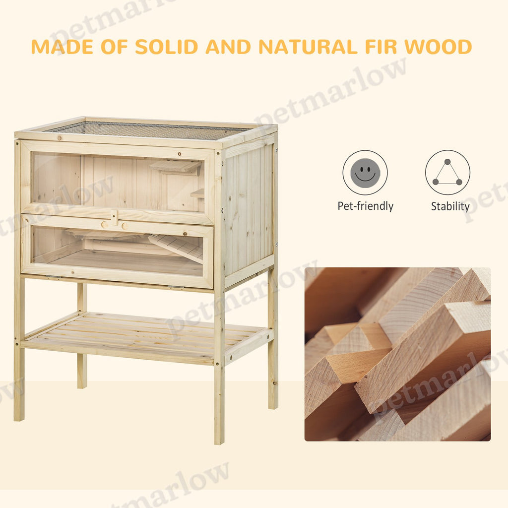 3-Tier Wooden Hamster Cage with Openable Top and Front Door – view 3