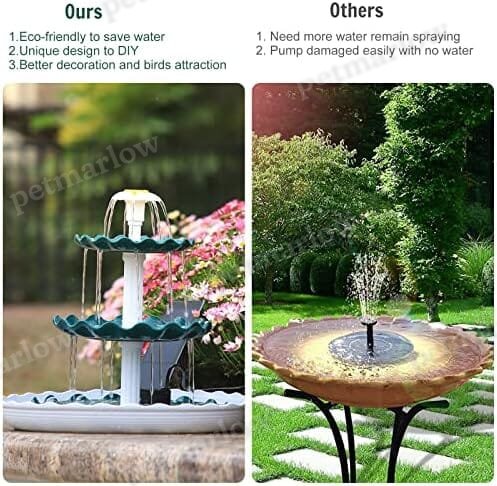 3 Tiered Bird Bath with 3.5W Solar Pump DIY Solar Fountain – view 2