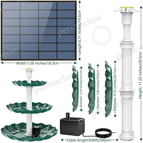 3 Tiered Bird Bath with 3.5W Solar Pump DIY Solar Fountain – view 6