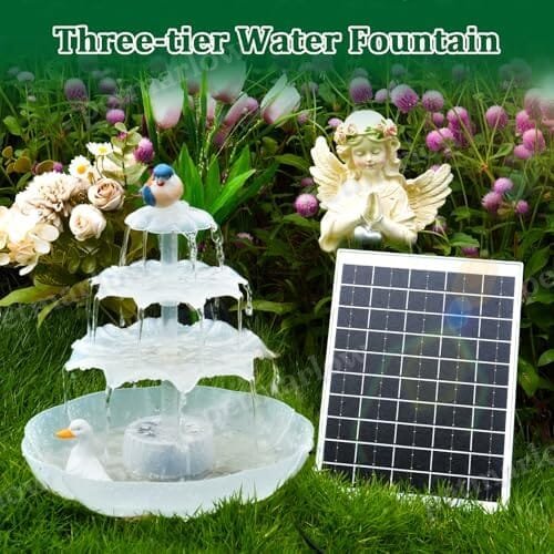 3 Tiered Bird Bath with 6.5W Solar Water Pump – view 3