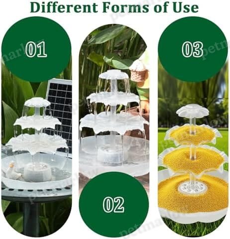 3 Tiered Bird Bath with 6.5W Solar Water Pump – view 6