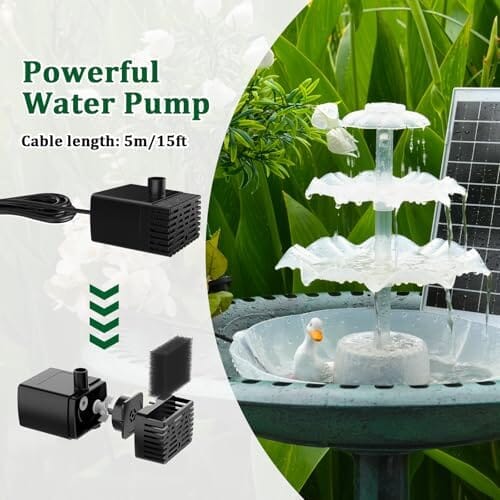 3 Tiered Bird Bath with 6.5W Solar Water Pump – view 9