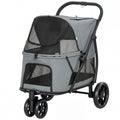 3 Wheel Pet Stroller for Medium Dogs with Easy One-Click Fold – Gray / 805x220x510 mm