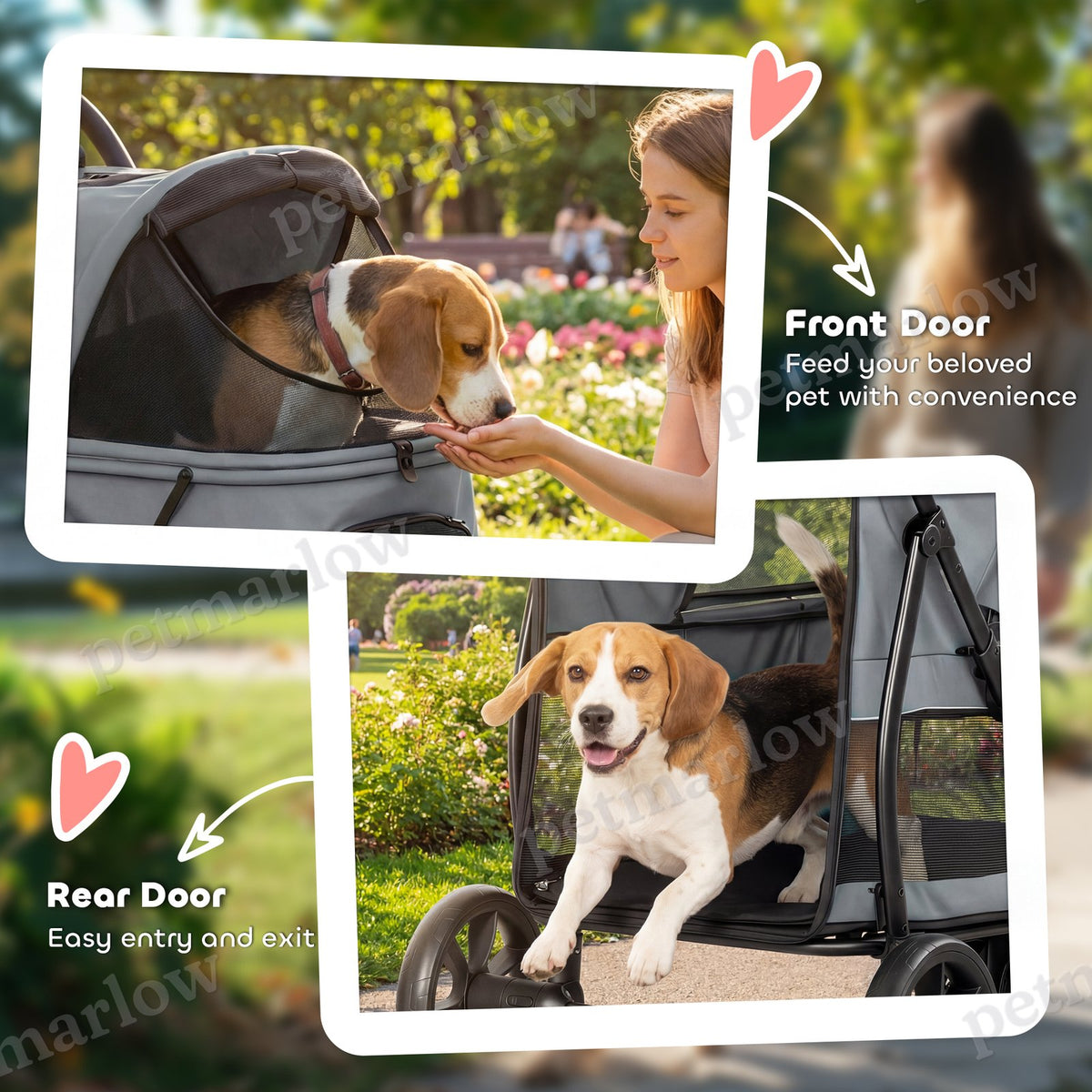 3 Wheel Pet Stroller for Medium Dogs with Easy One-Click Fold