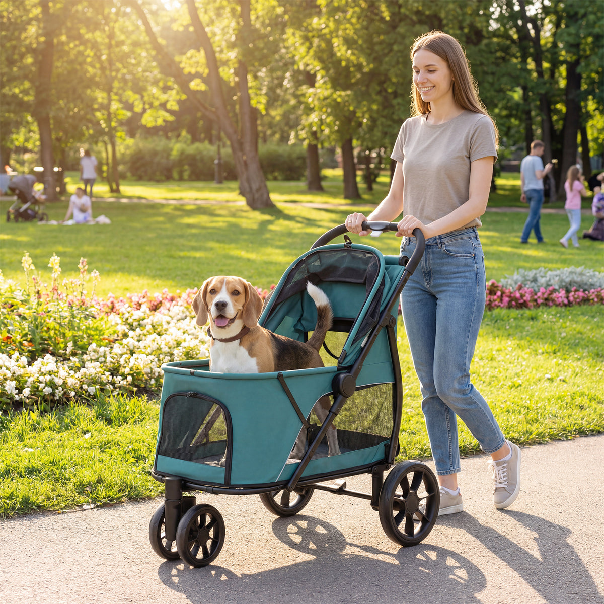 3 Wheel Pet Stroller for Medium Dogs