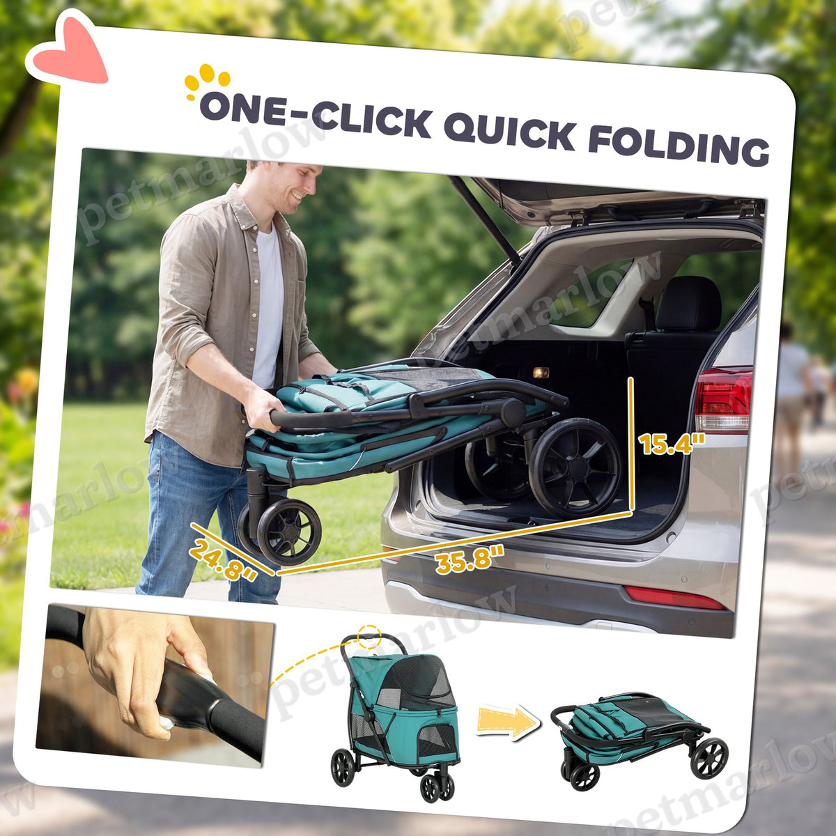 3 Wheel Pet Stroller for Medium Dogs – view 3