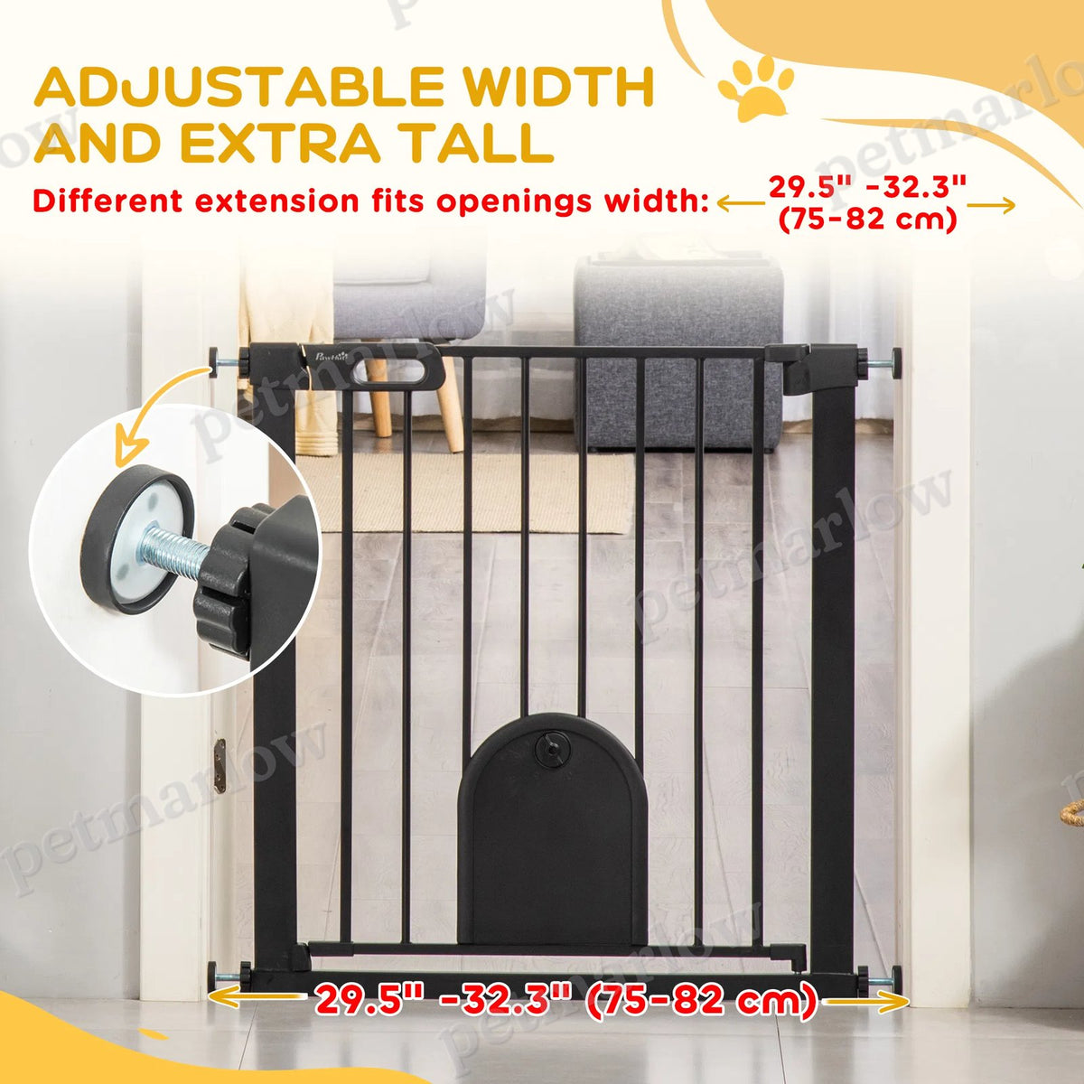 30" Extra Wide Dog Gate with Small Door – view 4