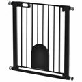 30" Extra Wide Dog Gate with Small Door – Black