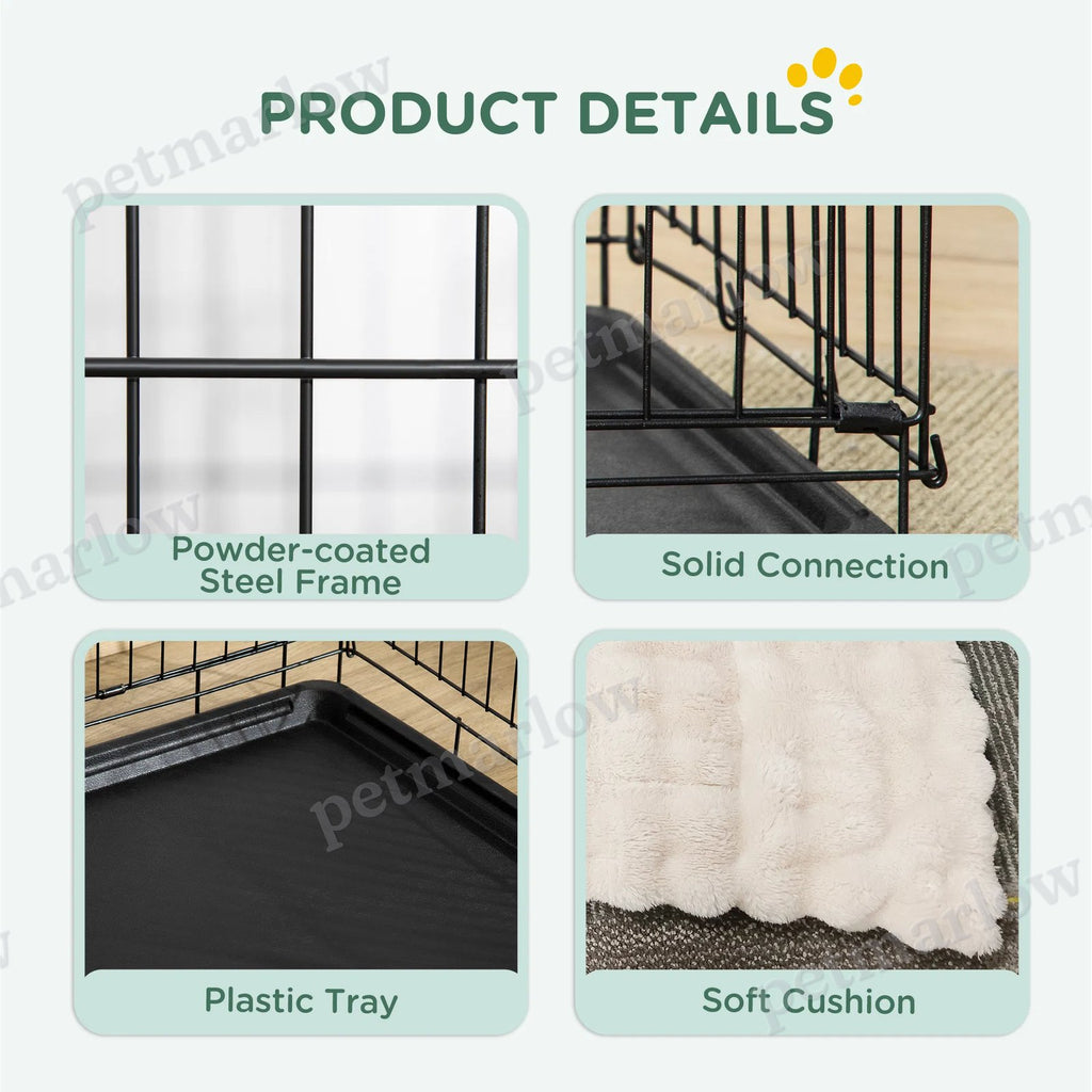 30" Dog Crate with 2 Doors and Soft Cushion for Small Dogs – view 3