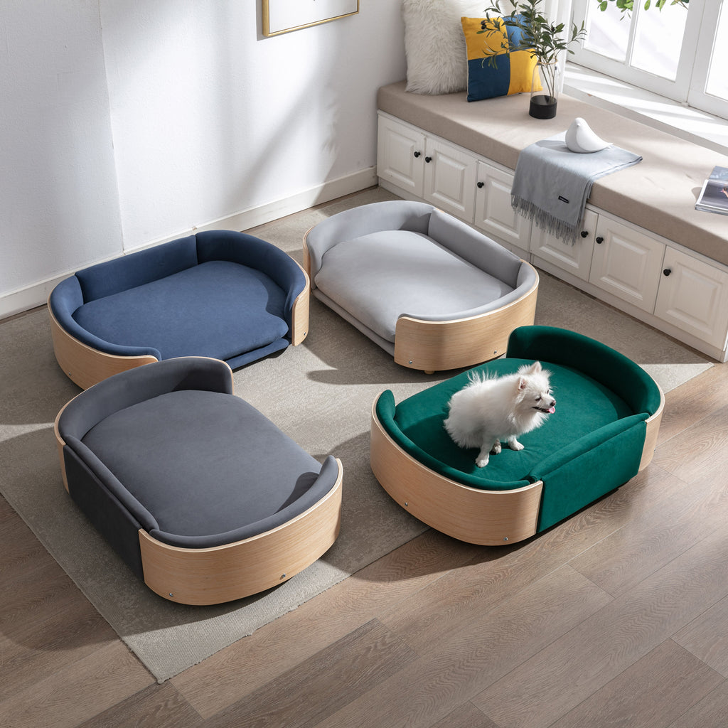 Elevated Dog Bed Sofa with Solid Wood Legs and Velvet Cushion – view 11