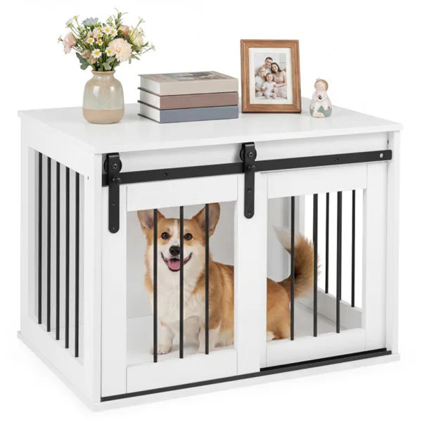 Dog Crate Furniture With Sliding Barn Door for Stylish Spaces
