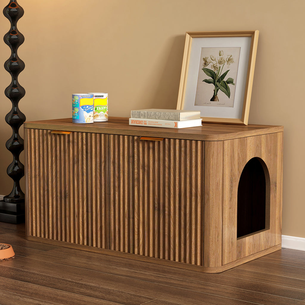 Walnut Cat Litter Box Enclosure Furniture